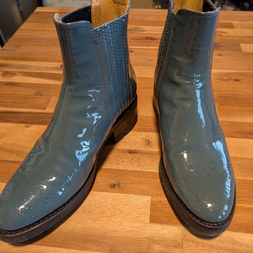 Angela Scott Teal Patent Leather Miss Kate Boots, EU39 EUC - Picture 9 of 10